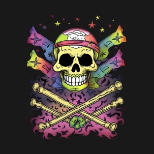 Vibrant Pirate Skull And Bones T-Shirt