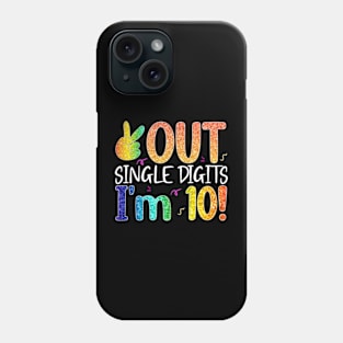 Peace Out Single Digits Im 10 Years Old Tee Gifts for Kids Phone Case