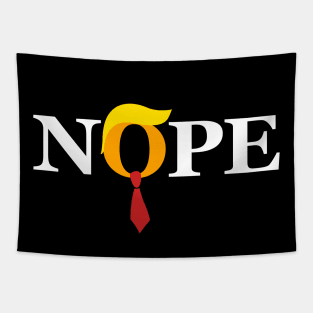 "Nope" Trump Orange Face Red Tie Wig Tapestry