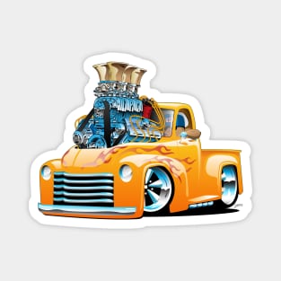 American Classic Hot Rod Pickup Truck Cartoon Magnet