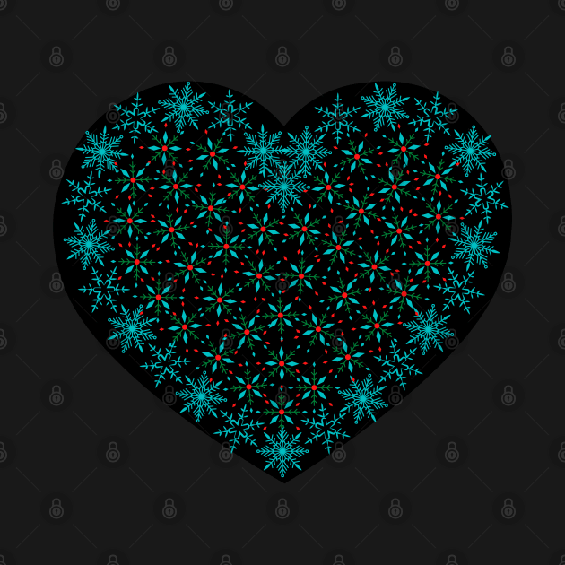 Blue and turquoise snowflakes fancy heart by Nano-none