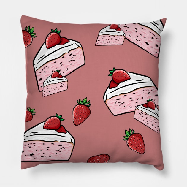 Strawberry Cakes Pillow by Danispolez_illustrations