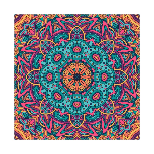 Colorful Oriental Rug Mandala Boho Pattern by jodotodesign