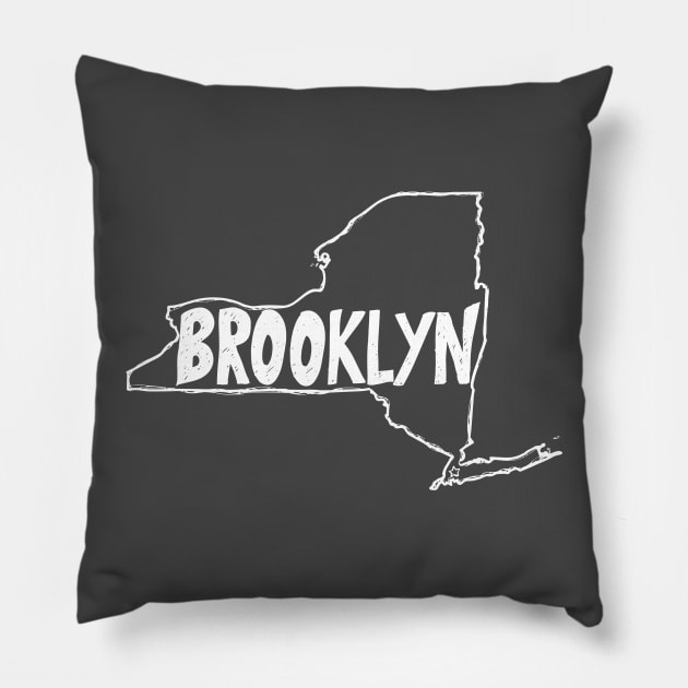 Brooklyn, New York (White Graphic) Pillow by thefunkysoul