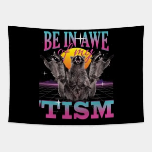 Be In Awe Of My 'Tism Autism Funny Raccoons Tapestry