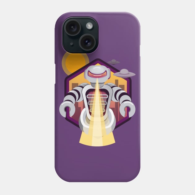 Attacking space alien robot Phone Case by InkyArt