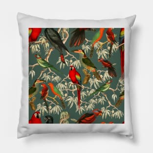 Tropical birds - green Pillow