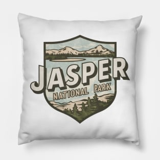 Jasper National Park Vintage Emblem Pillow