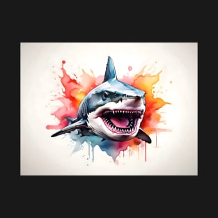 shark face Watercolor T-Shirt