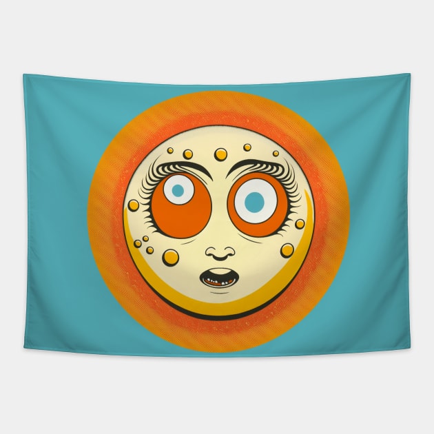 Crazy Moon Face Tapestry by TheJadeCat