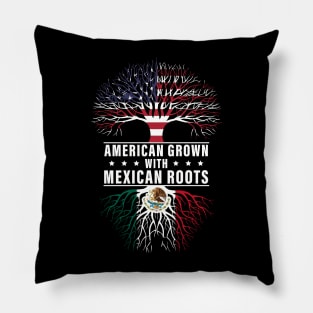 American Grown With Mexican Roots, American Flag With Mexican Flag, 4th Of July Pillow