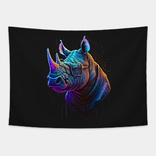 Retrowave Rhino Tapestry