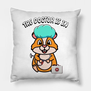 Cute hamster is a doctor Pillow