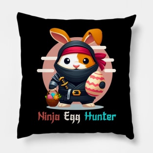 Ninja Egg Hunter Easter Guinea Pig With Bunny Ears Pillow