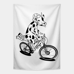 Cow riding a bike Tapestry