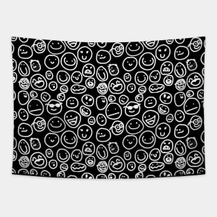 Smile Doodles - White Line Tapestry