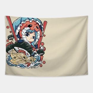 Aquarius mermaid cat ramen Tapestry