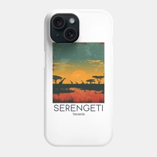A Vintage Travel Illustration of Serengeti National Park - Tanzania Phone Case