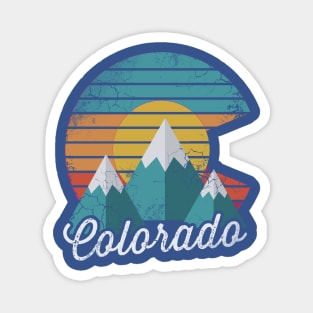 Retro Colorado Mountains Flag Sunset Magnet