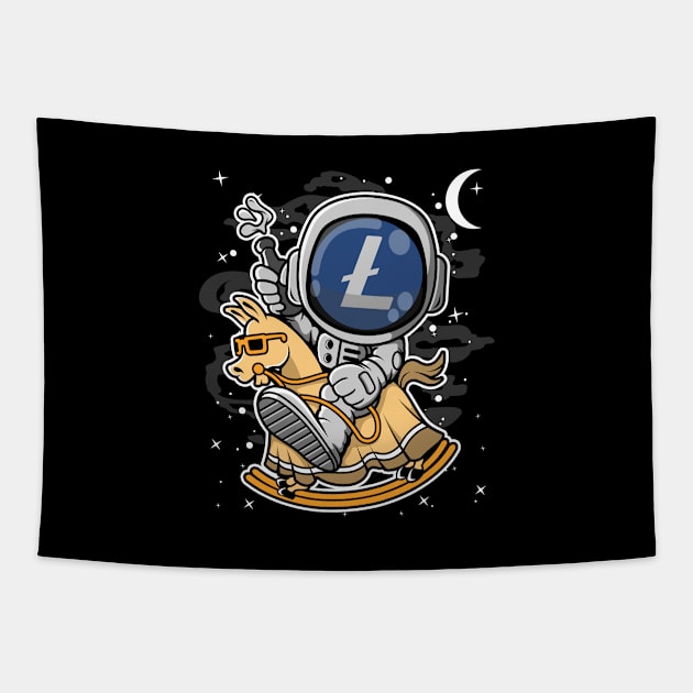 Astronaut Horse Litecoin LTC Coin To The Moon Crypto Token Cryptocurrency Blockchain Wallet Birthday Gift For Men Women Kids Tapestry by Thingking About