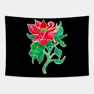 Christmas Poinsettia Flower Watercolor Tapestry