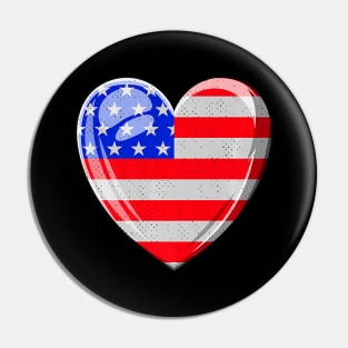 USA Heart Shape American Flag Patriotic Pride 4th Of July Pin