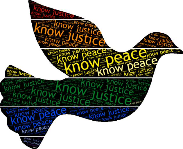 Know Justice Know Peace Kids T-Shirt by radiogalaxy