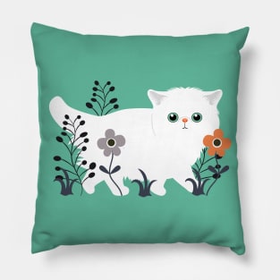 Cute Persian Kitten in a Garden Pillow