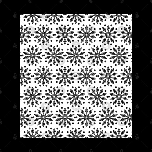 Black and white seamless flower pattern by Spinkly