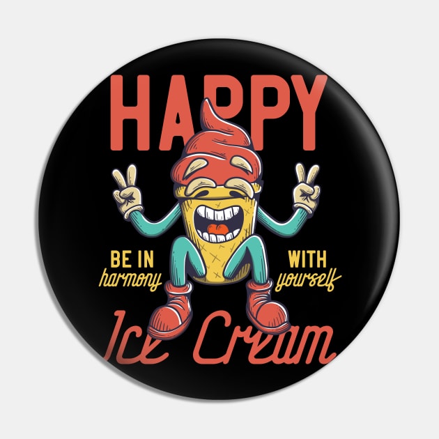 Happy Ice Cream Pin by CyberpunkTees