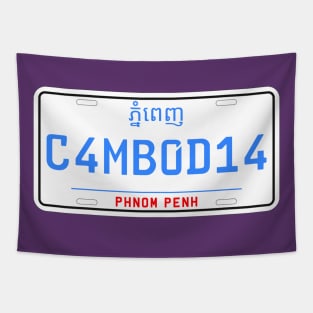 Cambodia car license plate Tapestry