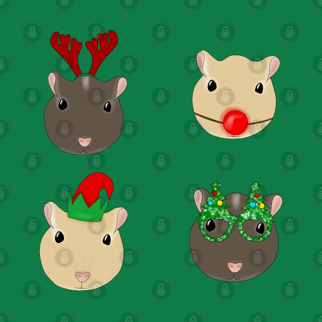 Christmas Gerbil heads by Becky-Marie