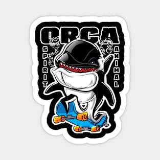 Orca Killer Whale on a Skateboard Magnet