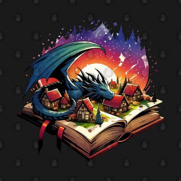 Dragon Fantasy Books Reading is Fun by TomFrontierArt