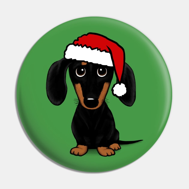 Santa Dachshund Black and Tan Wiener Dog Christmas Pin by Coffee Squirrel