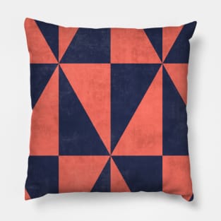 Geometric Triangle Pattern - Coral, Blue Concrete Pillow