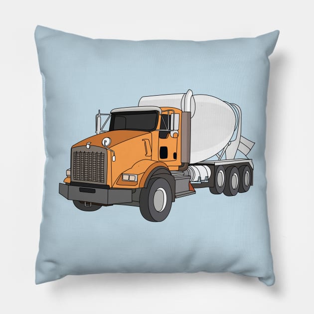 Concrete cement mixing truck cartoon illustration Pillow by Cartoons of fun