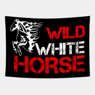 Wild white horse Tapestry