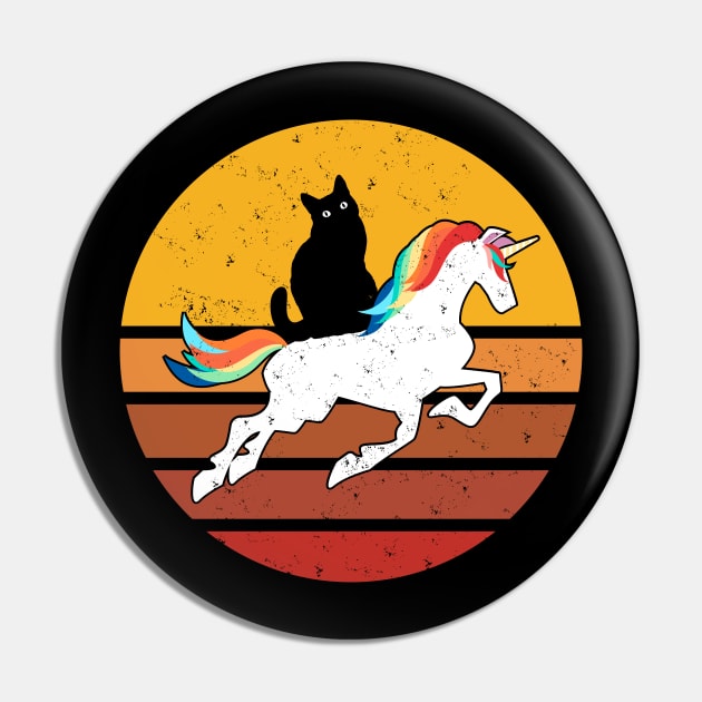 Black cat riding unicorn Pin by CozySkull