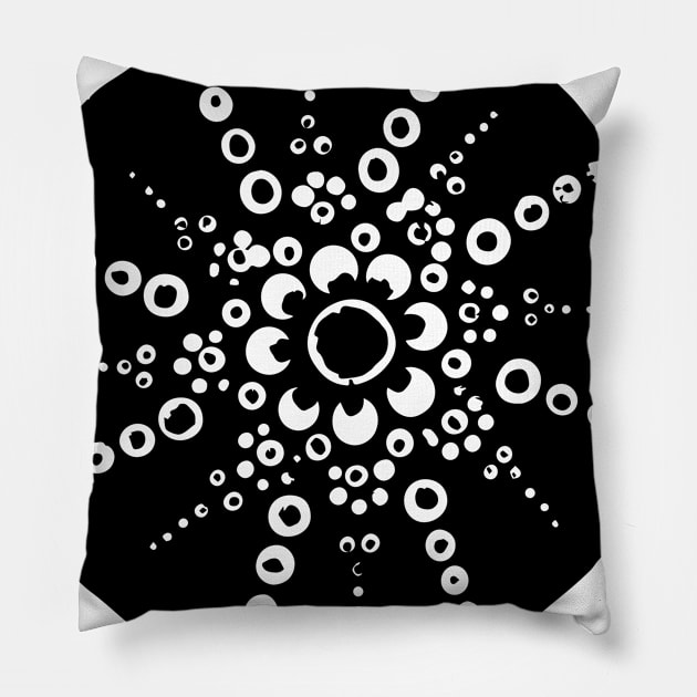 Dot Mandala - Painted by hand_Hand drawn Pillow by Tilila