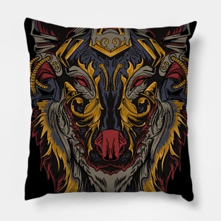 Cyborg Wolf Head Pillow