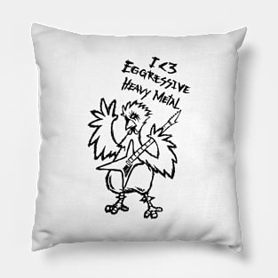 Heavy Metal Band Guitarist Chicken Guitar Playing Chick Gift Pillow