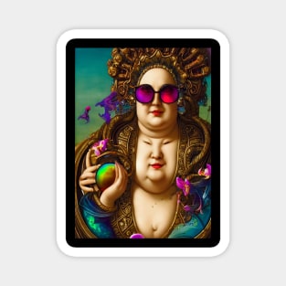 PSYCHEDELIC SURREAL GODDESS WITH SUNGLASSES Magnet