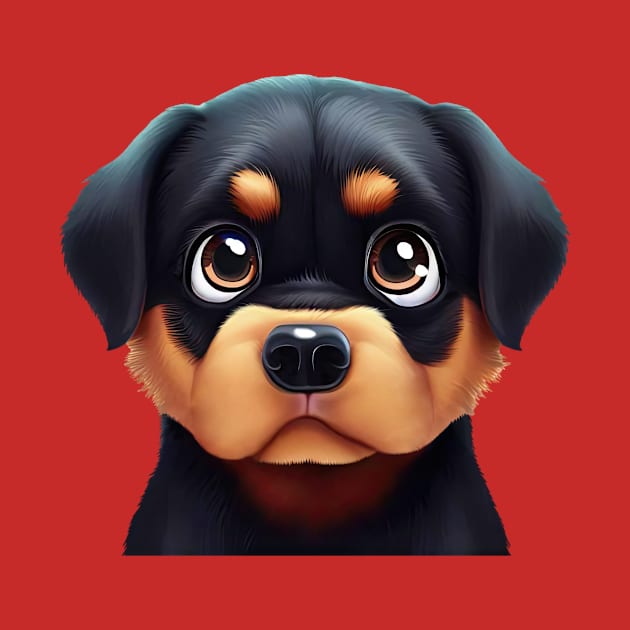 Friendly Rottweiler Face by Art By Mojo