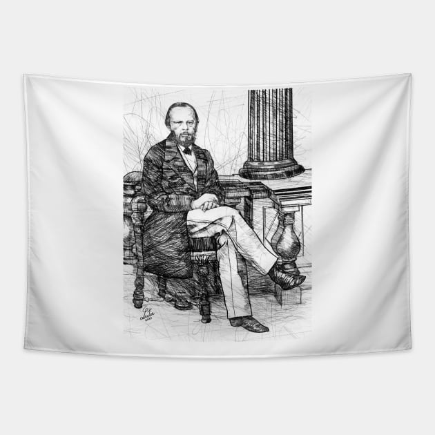 FYODOR DOSTOEVSKY pencil portrait .1 Tapestry by lautir