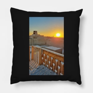 Old town on sunset, Khiva, Uzbekistan Pillow