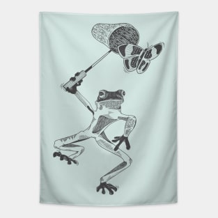 Frog with a butterfly net Tapestry