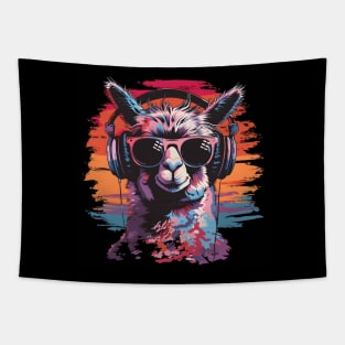 Summery DJ llama/alpaca with sunglasses in a cool style Tapestry