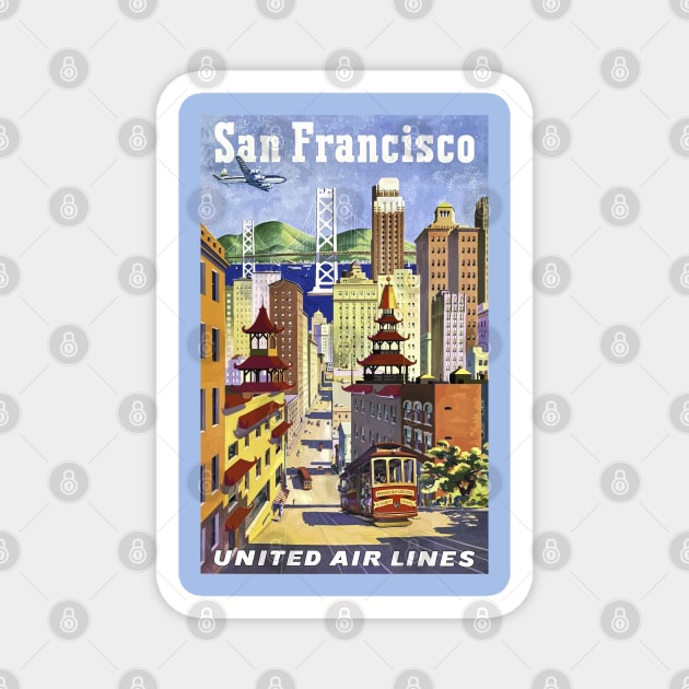 Restored Vintage Travel Poster United Airlines to San Francisco Magnet by vintageposterco