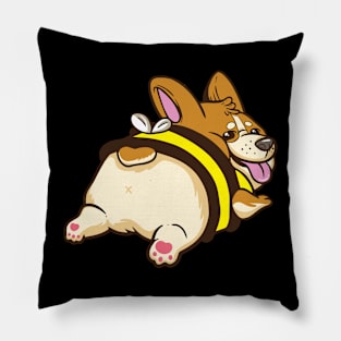 Bee Happy Corgi Pillow